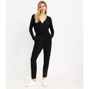 LOFT Lou & Grey Women's Signature Soft blend Crossover Jumpsuit Black Size 1X